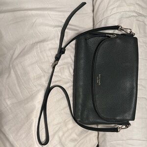 kate spade dark green Pebbled Leather Crossbody with Gold Hardware